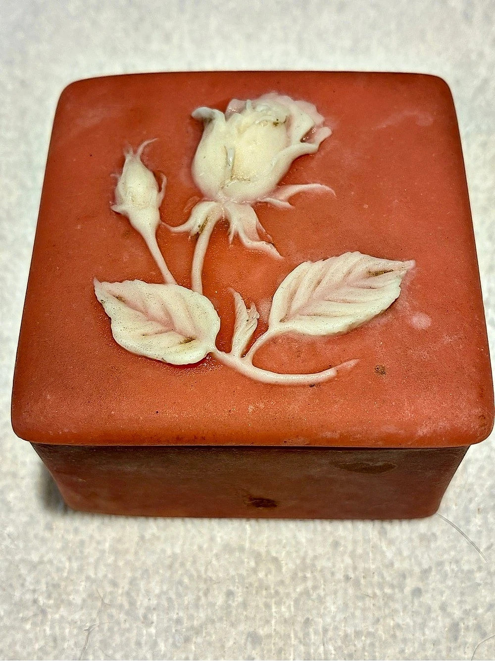 Vintage Incolay Design Gifts Intern’l Pink and White Trinket Box Rose 2 1/4 inch